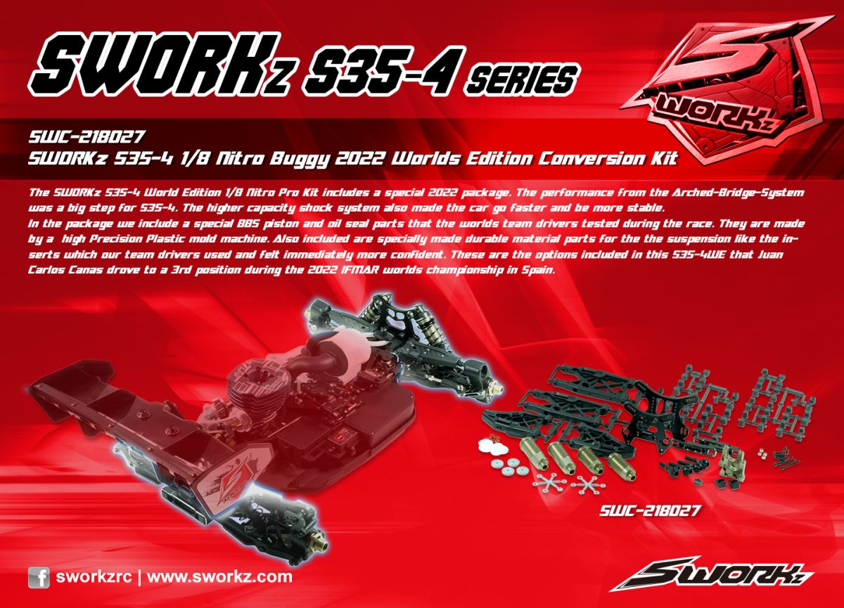 SWC-218027 SWORKz S35-4 1/8 Nitro Buggy 2022 Worlds Edition Conversion Kit